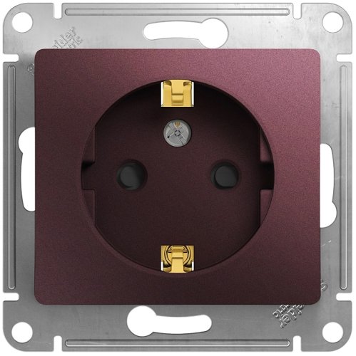 Розетка с заземлением без рамки Systeme Electric Glossa 1-м. шторки баклажан фото Розетка с заземлением без рамки Systeme Electric Glossa 1-м. шторки баклажан картинка